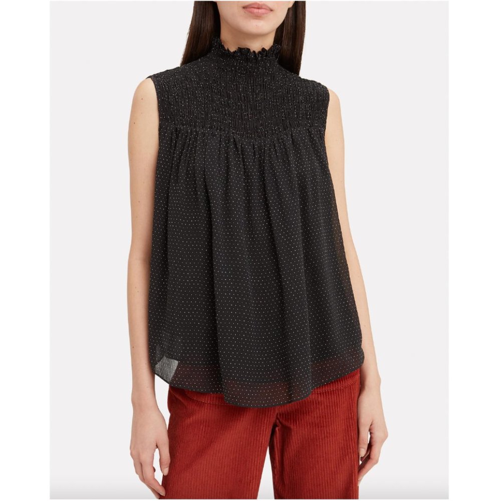 Frame Black Polka Dot Sleeveless Top